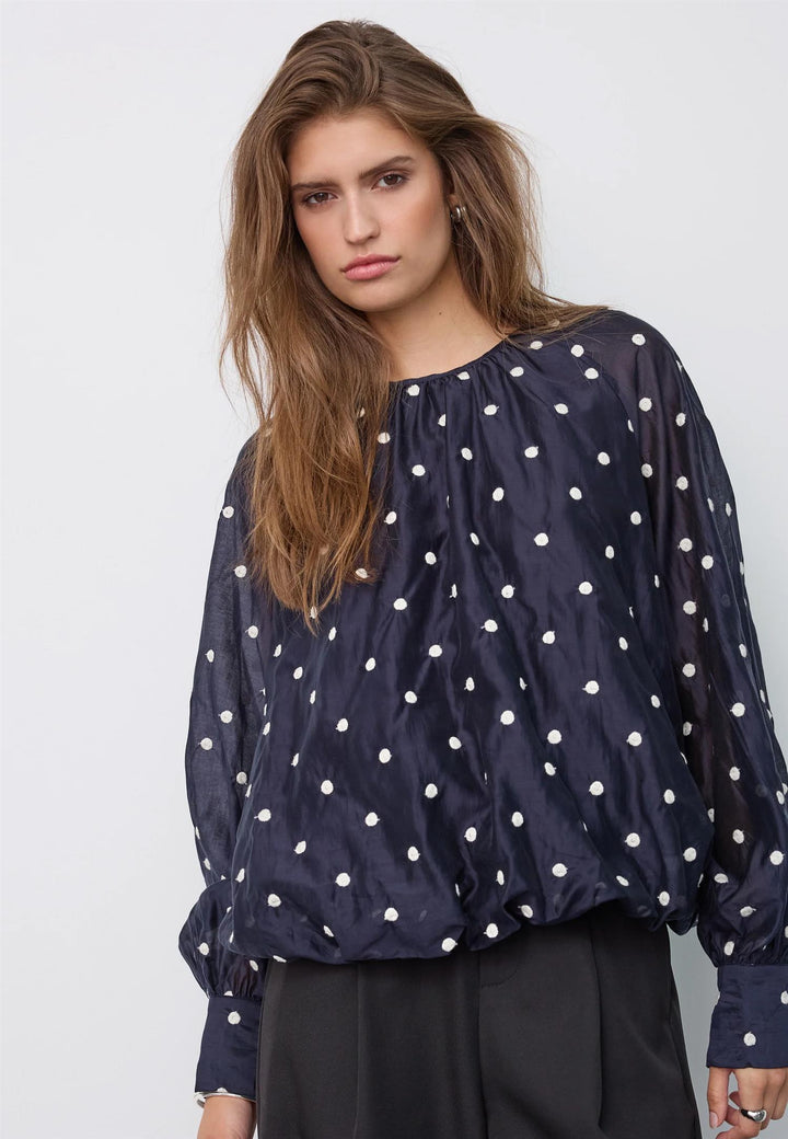 DitaCC Dot Balloon Blouse - Navy