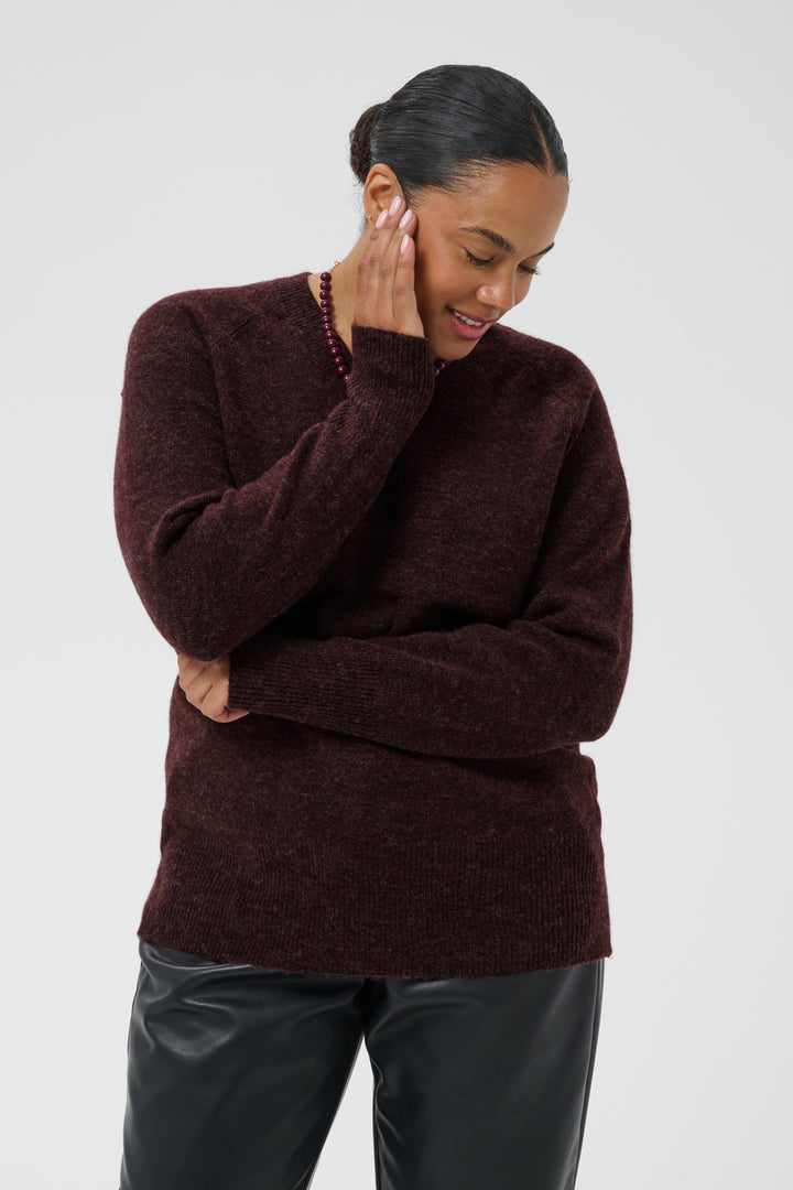 KCniela V-neck Pullover - Fudge Melange