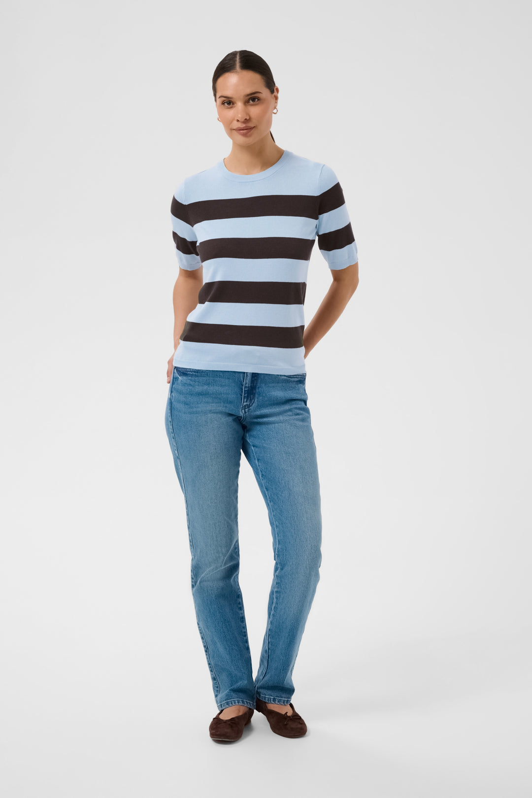KAlizza Striped Knit - Blue fog / Brown Wide Stripe