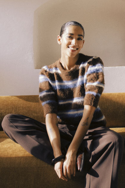 BYMILOU JUMPER - POTTING SOIL MEL. STRIPE