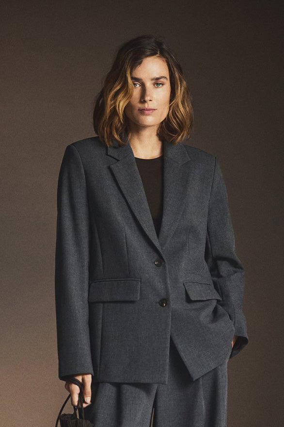 Inge Henrike Loose Blazer - Dark Grey Melange