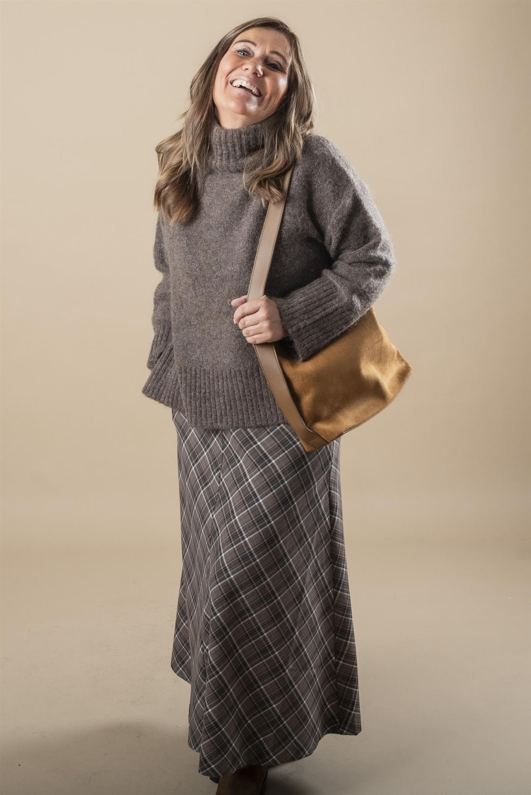 BYESTOLO SKIRT - SEPIA CHECK