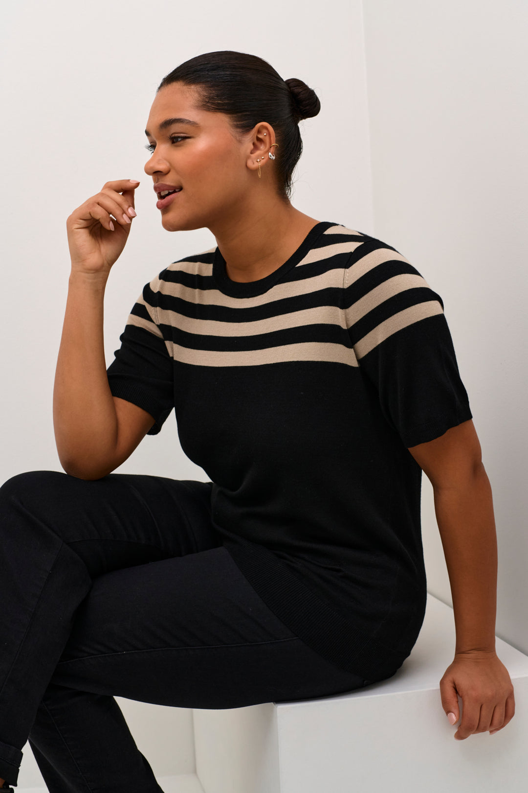 KClizzy Striped Pullover - Black/Feather Gray Half Stripe