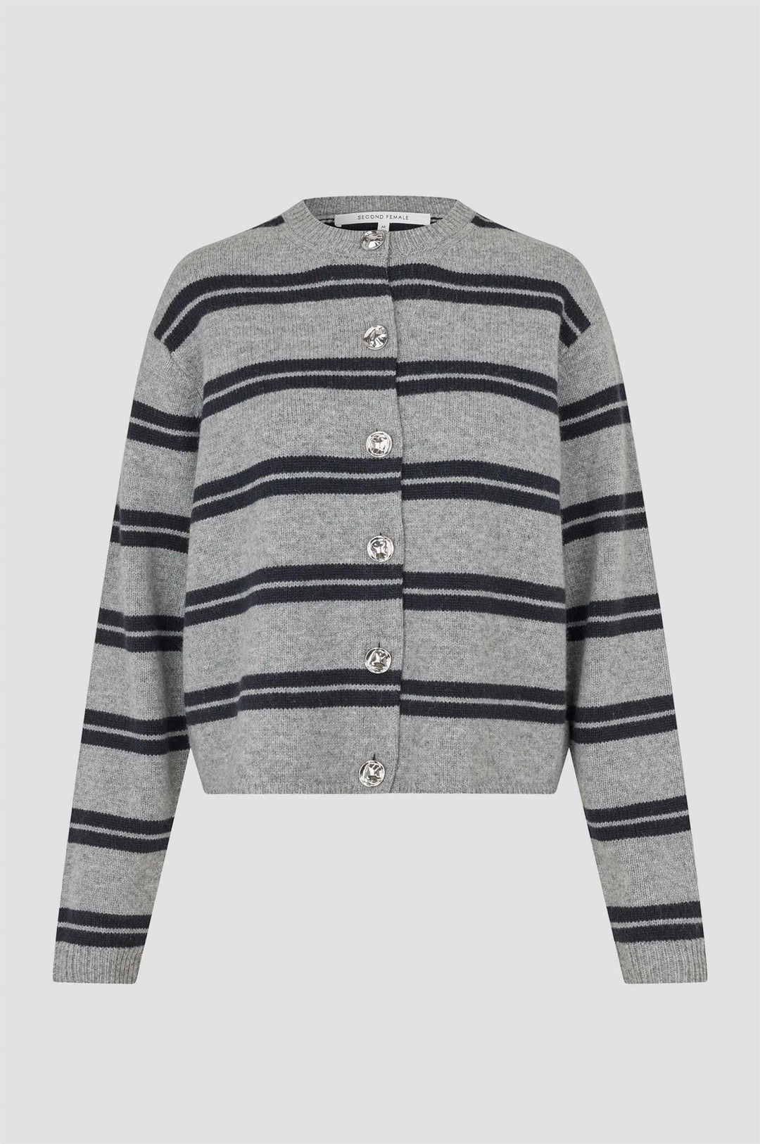 Alphaline Knit Cardigan - Mid Grey Melange