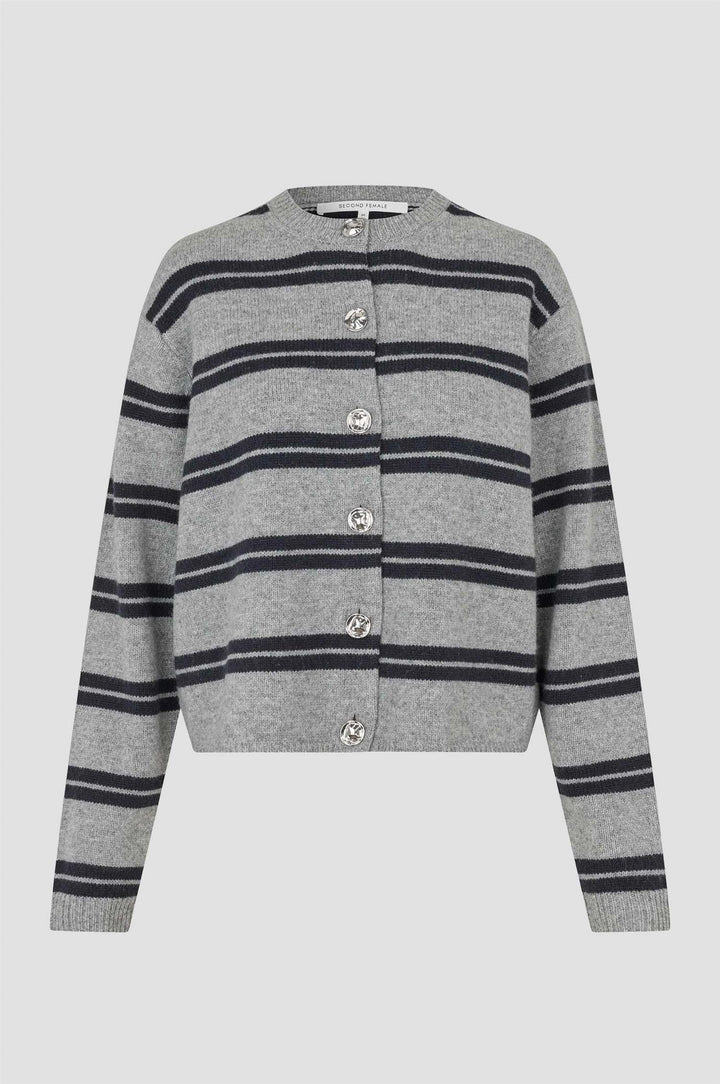 Alphaline Knit Cardigan - Mid Grey Melange