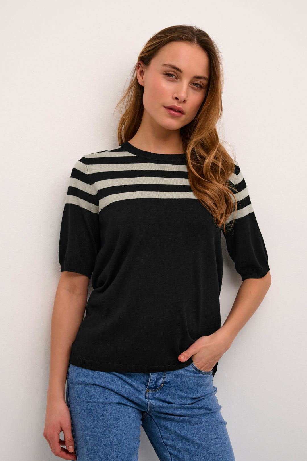 KAlizza Striped Knit - Black/Feather Gray Half Stripe