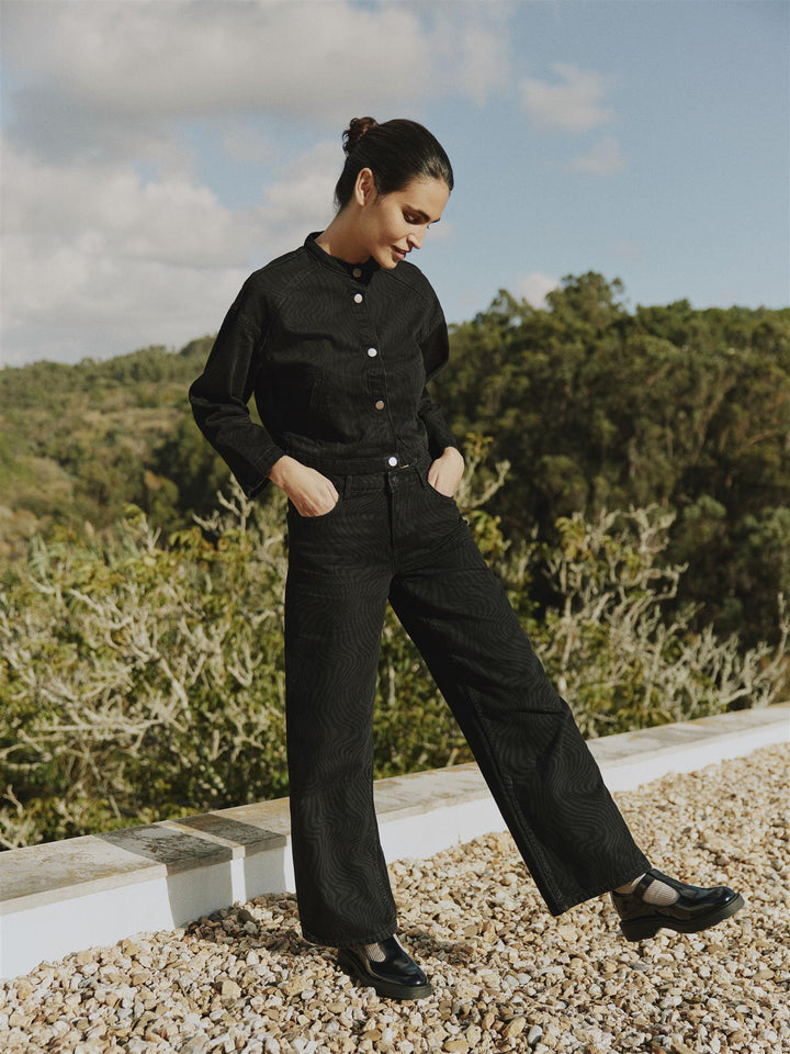 BYLYSSA JEANS - Black Animal Mix