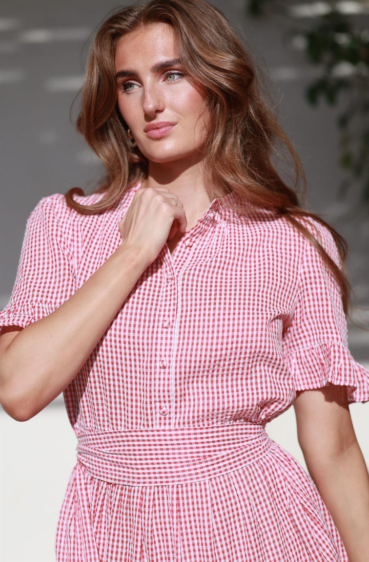 Ambrosia Maxidress - Red Check Seersucker