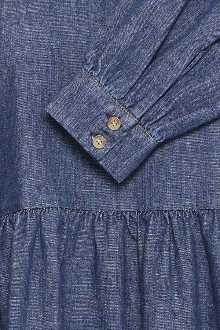 BYXKANTI VNECK DRESS - Mid Blue Denim