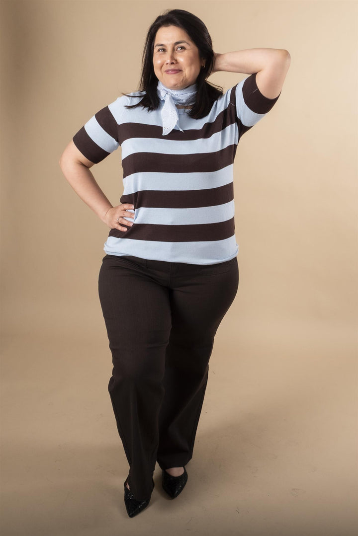 KClizzy Striped Pullover - Blue fog / Brown Wide Stripe