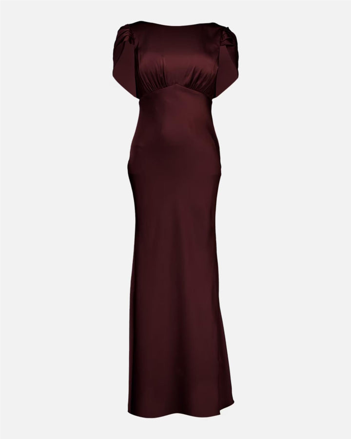 Amaris Heavy Satin Maxidress -  Deep Cherry