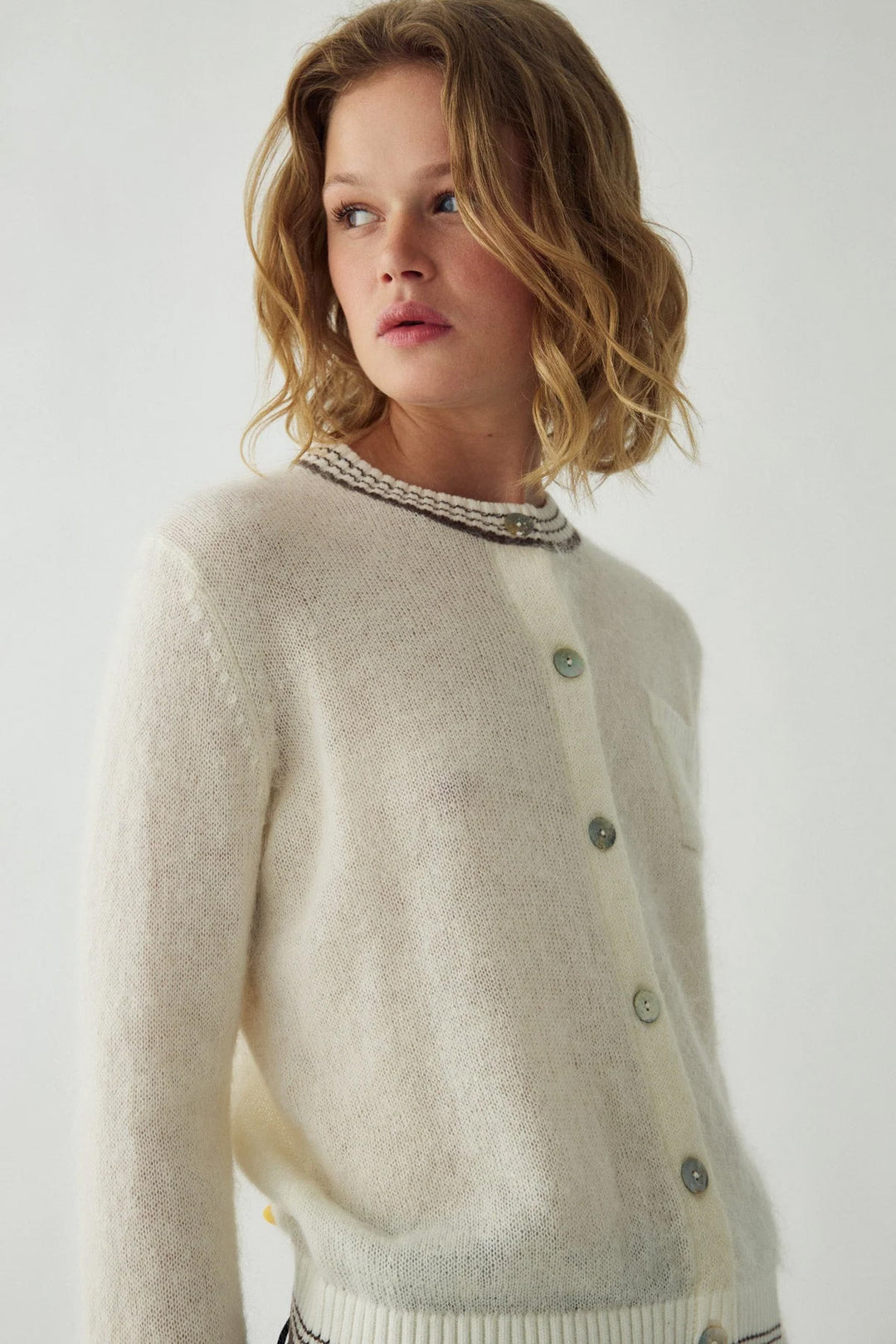 Nattie Knit Cardigan - Ivory Brown