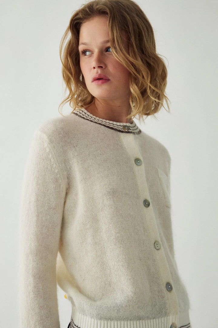 Nattie Knit Cardigan - Ivory Brown