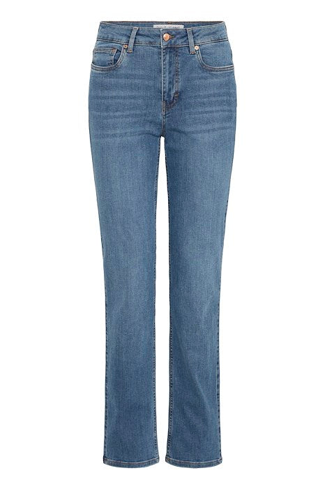 PZEMMA HighWaist Jeans Medium Straight Leg - Bright medium blue denim