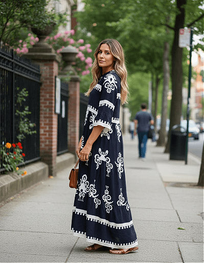 Malani Inka Maxidress - Black/offwhite
