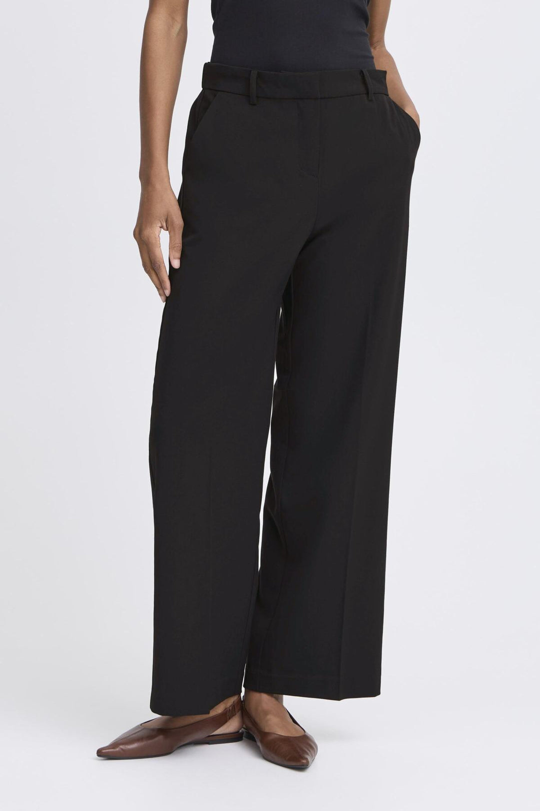 BYDANTA WIDE LEG PANT 2 CROP - BLack