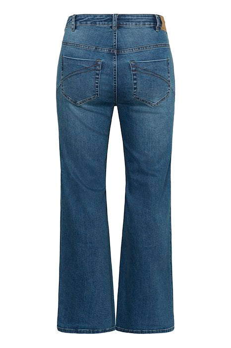 KCflora Flared Full Length Jeans - Medium blue denim