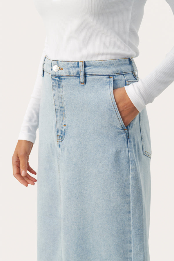 Caliah Maxi Skirt - Light Blue Denim