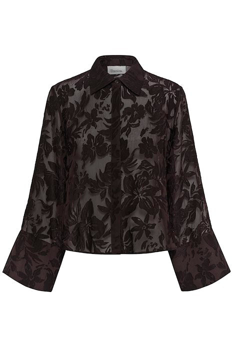 Enya Boxy Shirt - Chocolate Plum Burn out