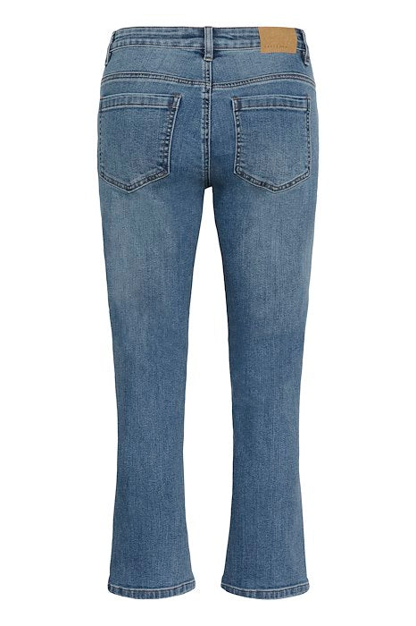 KAriver Cropped Jeans - Medium blue denim