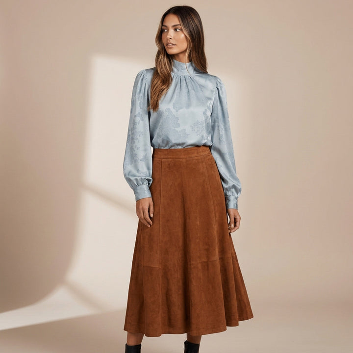 Avira Satin Blouse - Ice Blue
