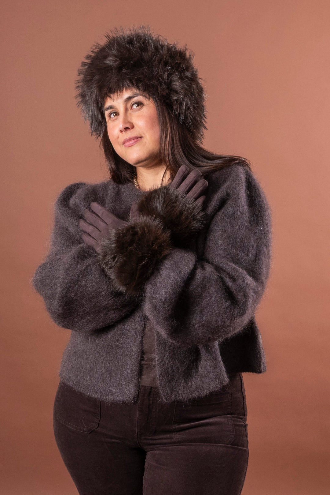 Fur Headband - Chocolate Brown