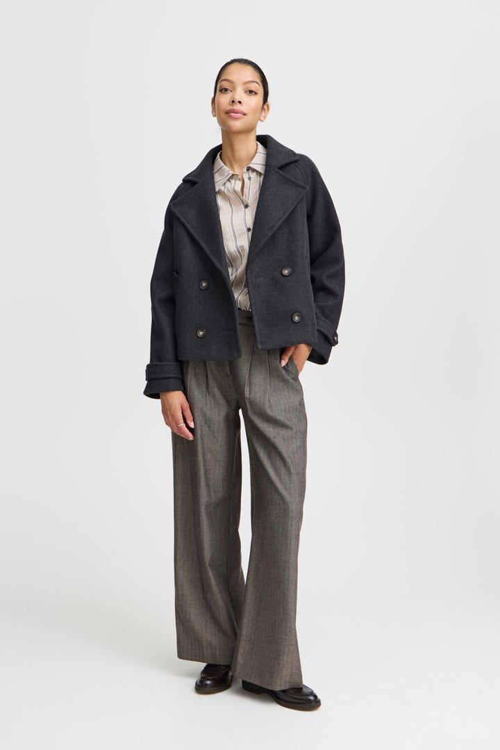 BYCILIA CABAN JACKET - Black melange