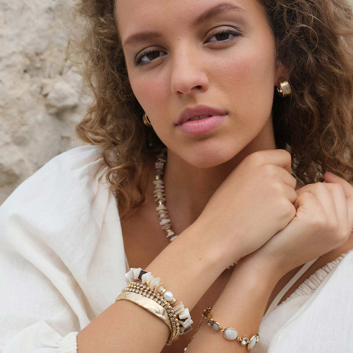 Nature Beads Bracelet - Beige shell