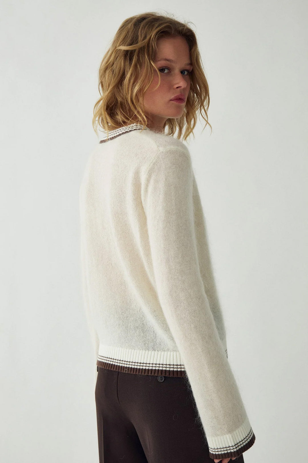Nattie Knit Cardigan - Ivory Brown