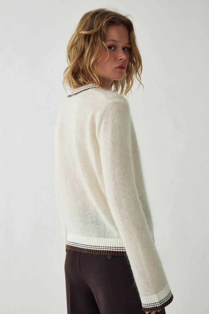 Nattie Knit Cardigan - Ivory Brown