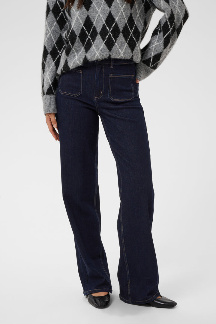 KAbrook HighWaist Reg Fit Jeans - Dark blue unwashed denim