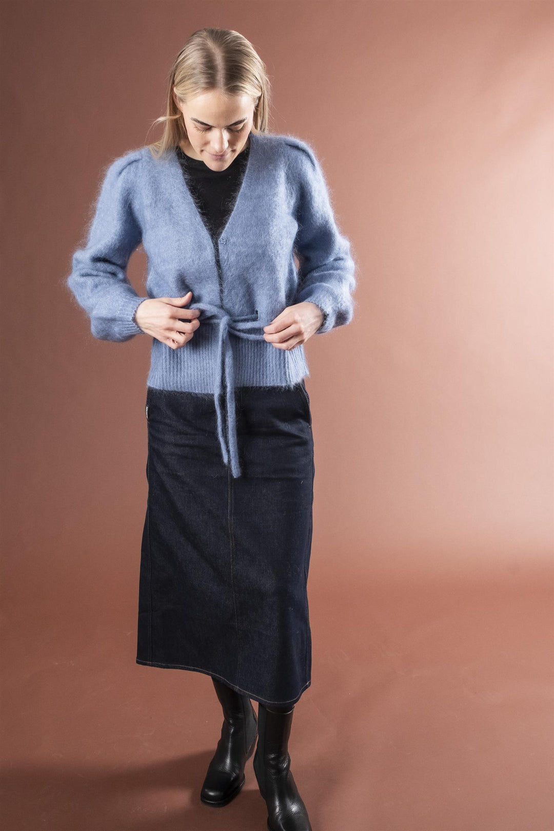 Malin Chunky Cardigan - Denim Blue