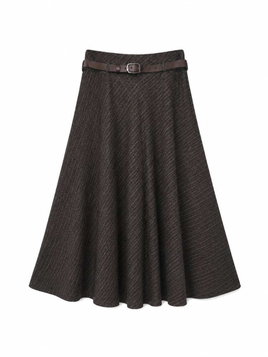 Joselina Pinstripe Maxi Skirt - Black
