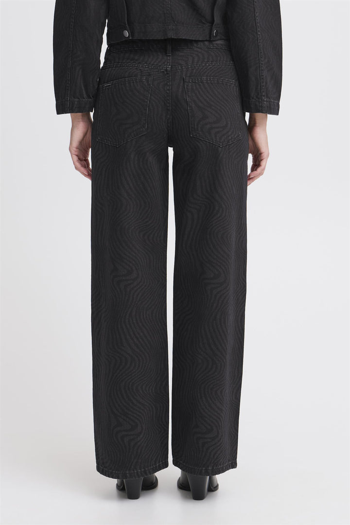BYLYSSA JEANS - Black Animal Mix