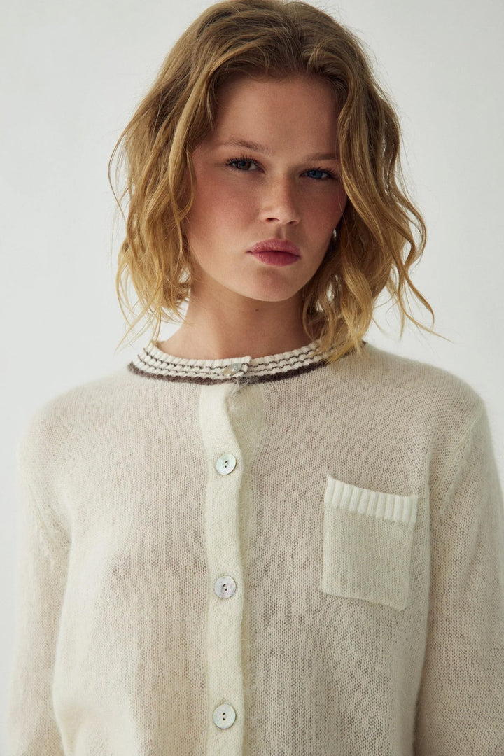 Nattie Knit Cardigan - Ivory Brown