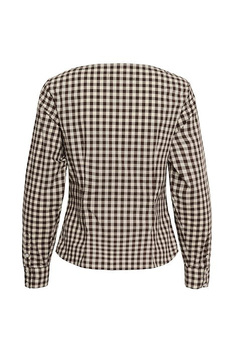 Haima Fitted Shirt - GINGHAM CHOKO TORT/PEARL IVORY