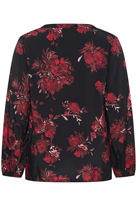 KChipe Blouse - Black/Red Flower