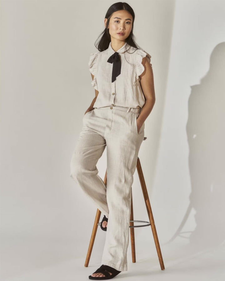Maika Linen Top - Sand