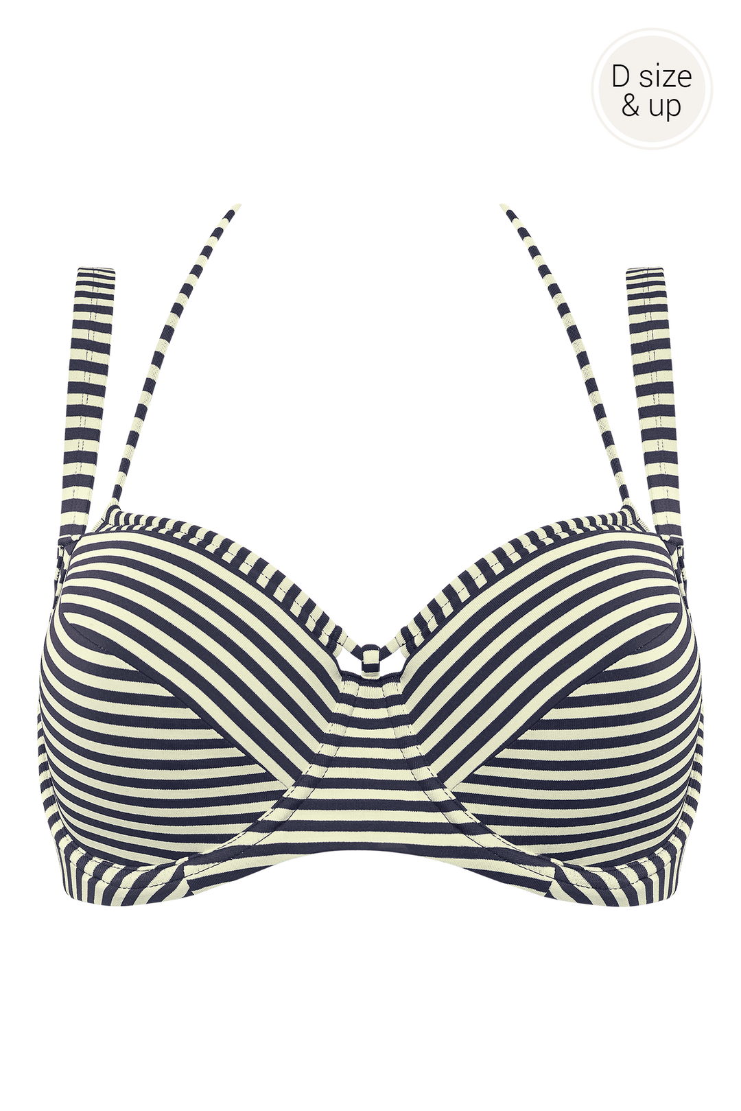 Holi Vintage Padded Balc Bikini Top - Navy stripe