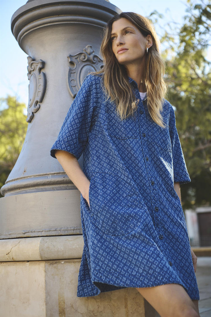 Sardia Denim Dress - Ditressed Blue Denim